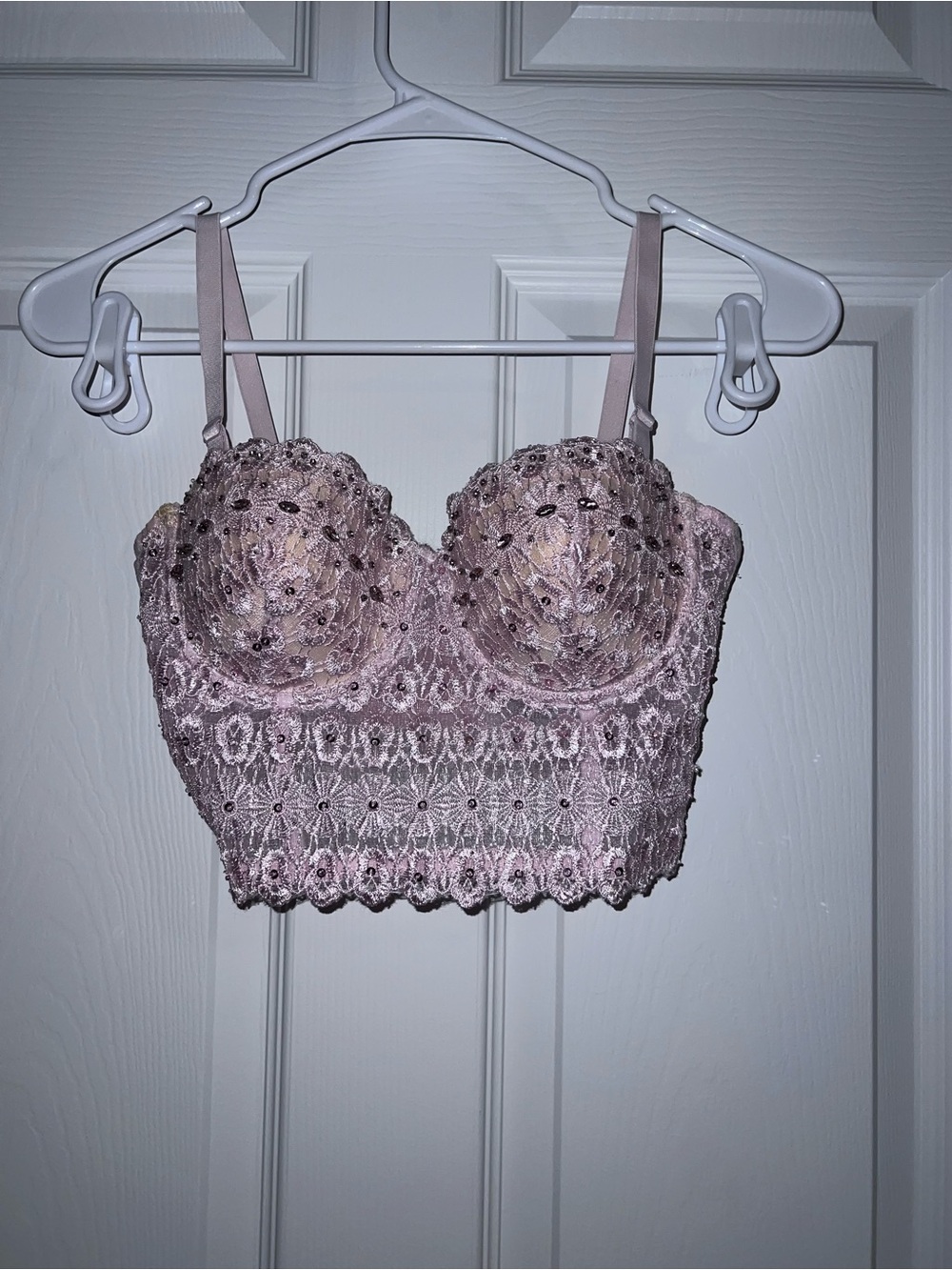 Windsor Light Pink Rhinestone Corset Top with Detachable Straps *see all photos
